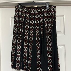Ann Taylor Black and Red Geometric A-Line Skirt
